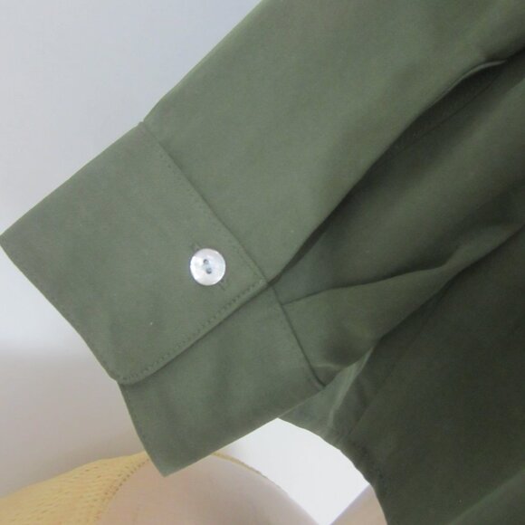 New J Jill Womens Medium Olive Leaf Green LS Rayon Shirt Blouse Pockets NWT $89 - Picture 12 of 13